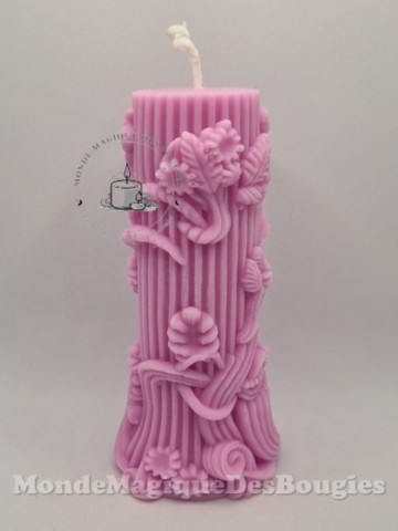 Bougie colonne romaine antique en fleurs