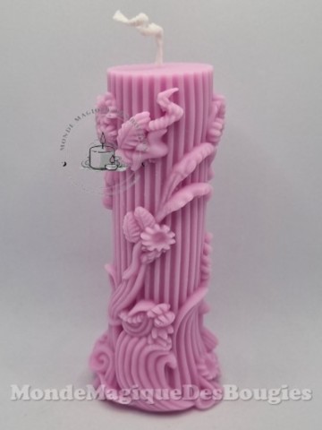 Bougie colonne romaine antique en fleurs