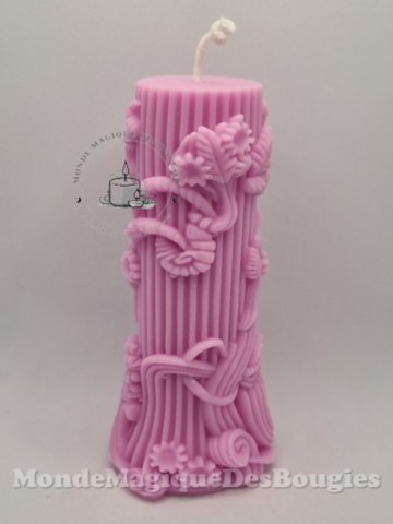 Bougie colonne romaine antique en fleurs