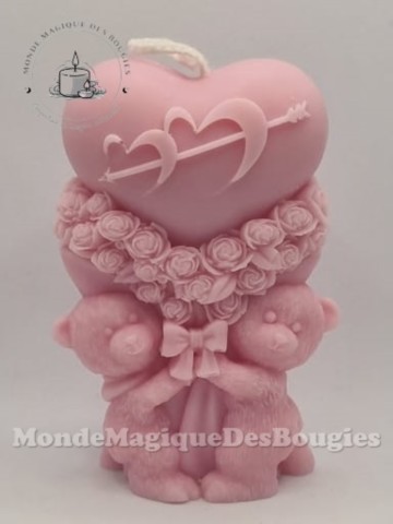 Bougies nounours duo coeur